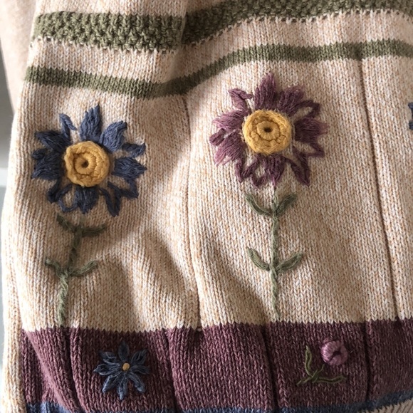 Vintage Embroidered Floral Alfred Dunner Sweater Cottagecore Ramie Cotton Blend - Picture 4 of 14